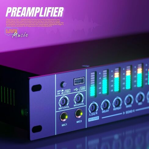 معادل ستيريو رقمي للصوت المنزلي، مؤثر KTV احترافي قبل المرحلة، معالج صوت متعدد التأثيرات مضاد للعواء، خلاط كاريوكي، صدى USB MP3 بلوتوث بصري، مع جهاز تحكم عن بعد in Kuwait