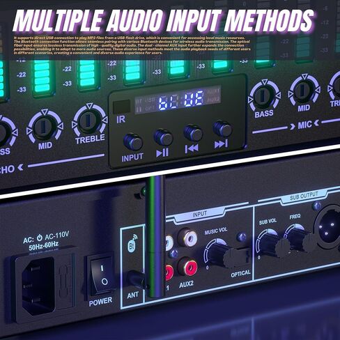 معادل ستيريو رقمي للصوت المنزلي، مؤثر KTV احترافي قبل المرحلة، معالج صوت متعدد التأثيرات مضاد للعواء، خلاط كاريوكي، صدى USB MP3 بلوتوث بصري، مع جهاز تحكم عن بعد in Kuwait