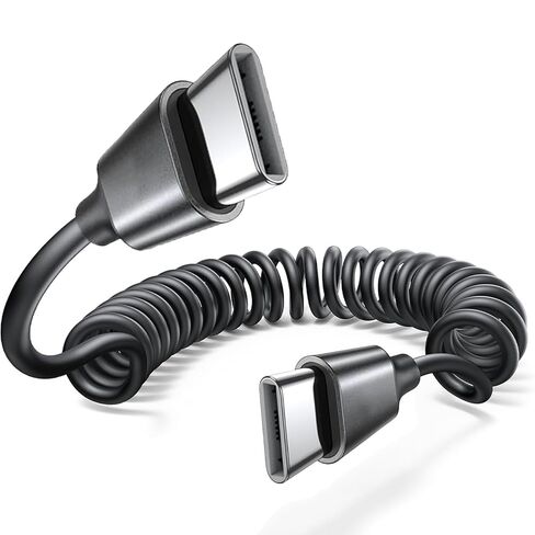 كابل USB-C إلى USB-C ملفوف 5ft (1.5m) ، سلك iPhone 16e القابل للتراجع عن الشحن السريع ، كابل USBC لـ Samsung Galaxy S25 Ultra ، S24 ، iPhone 16e 16 Pro Max 15 Plus ، Spring Android Auto Apple Carplay in Kuwait