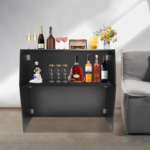 Folding Portable Event Bar with Top and Middle Shelves, Mobile Laminate Foldable Bar for Parties, Events, Picnics, Barbecues, Catering, Beach/Outdoor Trade Shows, 47.75 * 19.5 * 42.75in in Saudi Arabia