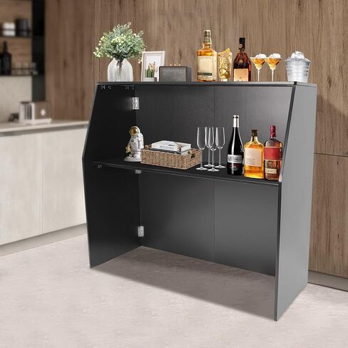 Folding Portable Event Bar with Top and Middle Shelves, Mobile Laminate Foldable Bar for Parties, Events, Picnics, Barbecues, Catering, Beach/Outdoor Trade Shows, 47.75 * 19.5 * 42.75in in Saudi Arabia