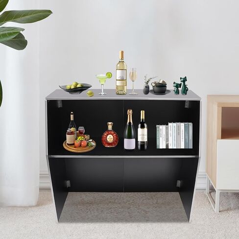 Folding Portable Event Bar with Top and Middle Shelves, Mobile Laminate Foldable Bar for Parties, Events, Picnics, Barbecues, Catering, Beach/Outdoor Trade Shows Black in Saudi Arabia