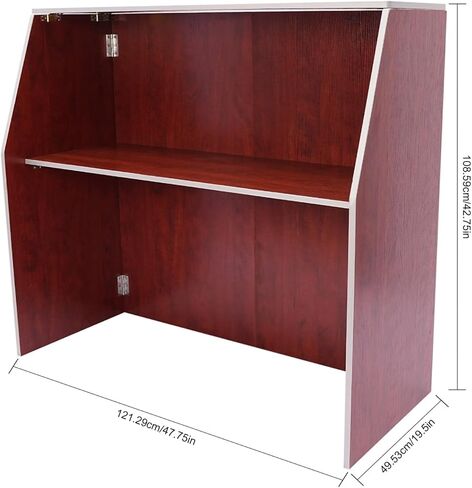 LOHISHILO Folding Portable Event Bar with Top and Middle Shelves, Mobile Laminate Foldable Bar for Parties, Events, Picnics, Barbecues, Catering, Beach/Outdoor Trade Shows, Brown in Saudi Arabia