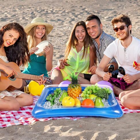 Uonlytech 4pcs Transparent Inflatable Ice Serving Bars Food Server Trays for Parties Weddings Bbqs and Pool Events Keep Drinks and Snacks Chilled Material in Saudi Arabia