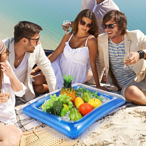 Uonlytech 4pcs Transparent Inflatable Ice Serving Bars Food Server Trays for Parties Weddings Bbqs and Pool Events Keep Drinks and Snacks Chilled Material in Saudi Arabia