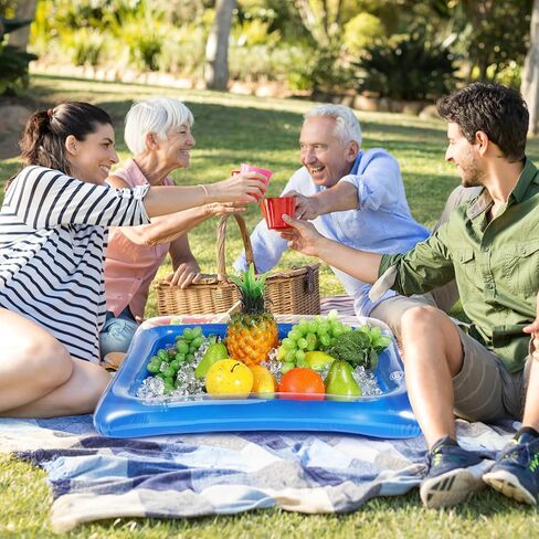Uonlytech 4pcs Transparent Inflatable Ice Serving Bars Food Server Trays for Parties Weddings Bbqs and Pool Events Keep Drinks and Snacks Chilled Material in Saudi Arabia