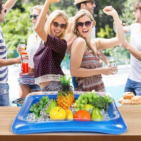 Uonlytech 4pcs Transparent Inflatable Ice Serving Bars Food Server Trays for Parties Weddings Bbqs and Pool Events Keep Drinks and Snacks Chilled Material in Saudi Arabia