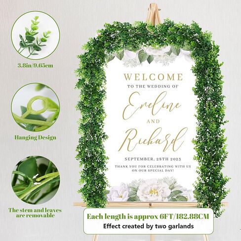 DDHS Greenery Greadery Garland ، 6ft Pay Plant Garland Faux Vines Hanging Plant Green Decor in Kuwait