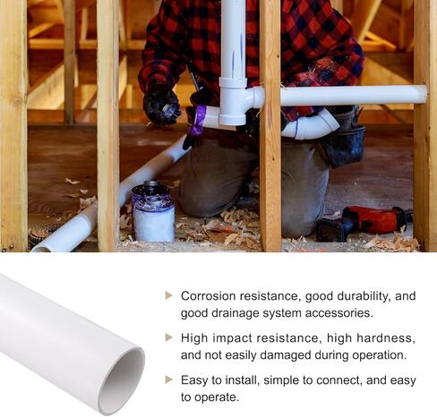 2.7 بوصة × 3 بوصة أنبوب PVC 26 بوصة أنابيب بلاستيكية صلبة مستديرة عالية التأثير، [لسباكة التدفئة والتهوية وتكييف الهواء المنزلية في حديقة الدفيئة] - 67.8 × 75 مم / أبيض in Saudi Arabia