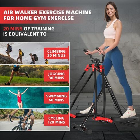 Air Walk Elliptical Glider Machine,30" inch Long Stride Full-Body Cardio Cross Trainer Foldable uitable for Small Spaces,350LBS Weight Capacity in Kuwait