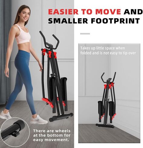 Air Walk Elliptical Glider Machine,30" inch Long Stride Full-Body Cardio Cross Trainer Foldable uitable for Small Spaces,350LBS Weight Capacity in Kuwait