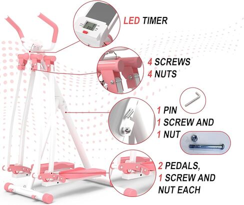 HOTWAVE Air Walker Exercise Machine, Home Space Walker Aerobic Stepper, Foldable Elliptical for Small Spaces - Cross Trainer Glider Exercise Machine for Men and Women Fitness Equipment in Kuwait