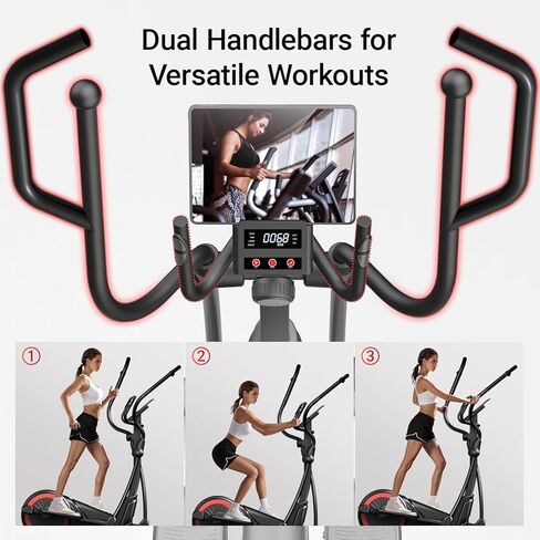 CURSOR FITNESS Elliptical Machine, Elliptical Exercise Machine for Home with Hyper-Quiet Magnetic Driving System, Elliptical Trainer with 15.5IN Stride & LCD Monitor, 100% Levels Resistance in Kuwait