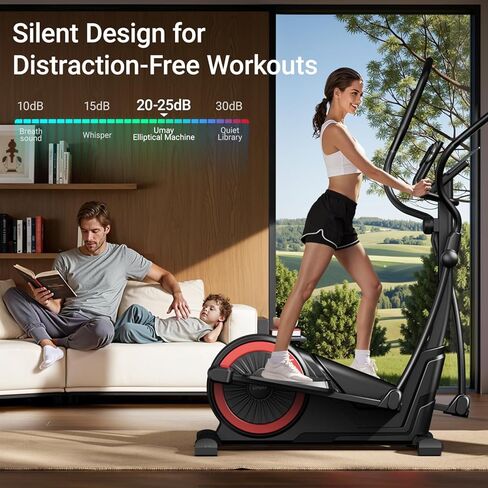 CURSOR FITNESS Elliptical Machine, Elliptical Exercise Machine for Home with Hyper-Quiet Magnetic Driving System, Elliptical Trainer with 15.5IN Stride & LCD Monitor, 100% Levels Resistance in Kuwait