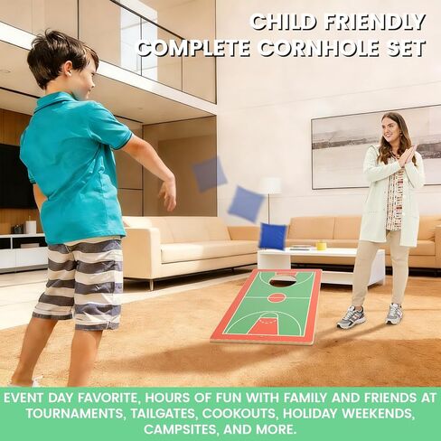 Basketball Cornhole Set,Toss Game for Boys, Indoor Wood Bean Bag Toss Game with 2 Bean Bags, 20x12.5 Inch Board,Outdoor Cornhole Style Carnival Game for Backyard Fun -Birthday Party Gift for Boys in Saudi Arabia