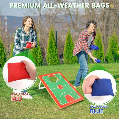 Basketball Cornhole Set,Toss Game for Boys, Indoor Wood Bean Bag Toss Game with 2 Bean Bags, 20x12.5 Inch Board,Outdoor Cornhole Style Carnival Game for Backyard Fun -Birthday Party Gift for Boys in Saudi Arabia