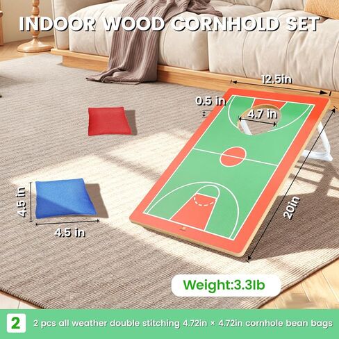 Basketball Cornhole Set,Toss Game for Boys, Indoor Wood Bean Bag Toss Game with 2 Bean Bags, 20x12.5 Inch Board,Outdoor Cornhole Style Carnival Game for Backyard Fun -Birthday Party Gift for Boys in Saudi Arabia