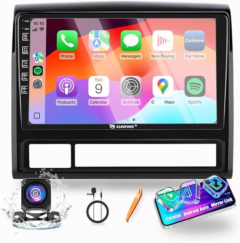 Kunfine Car CarPlay Android Auto Navigation Stereo GPS Radio Reverse Camera Display 9" IPS Touchscreen Headunit Tablet Pad Media Player for Toyota Tacoma 2005-2013, if Applicable Quad Core 2G+32G in Kuwait