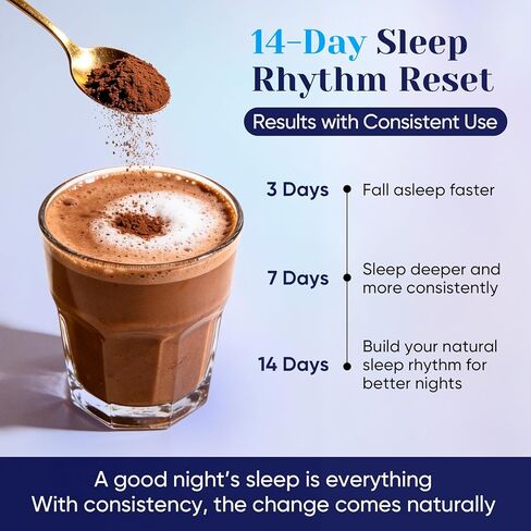 Mushroom Hot Cocoa Powder with Magnesium Glycinate, Natural Sleep Aid with Reishi & L-Theanine for Adults, 12 Superfoods, Melatonin 3mg, Unsweetened Hot Chocolate Drink Mix for Sleep, 30 Servings in Kuwait