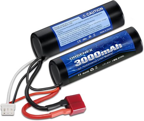 بطارية URGENEX 3000 مللي أمبير في الساعة Airsoft 7.4V Nunchuck مع قابس Tamiya صغير 2S قابل لإعادة الشحن على شكل فراشة تناسب معظم بنادق مسدسات Airsoft in Saudi Arabia