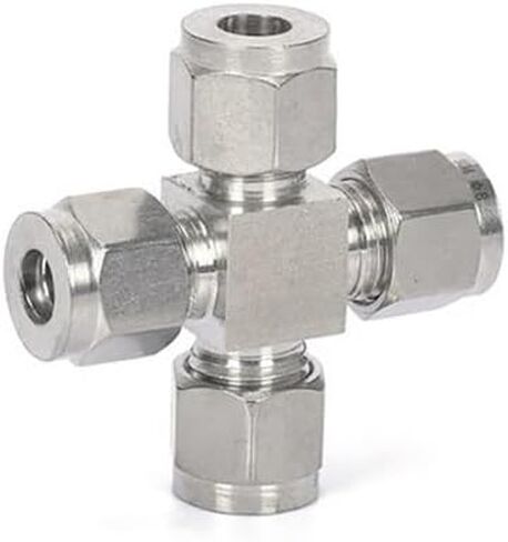 1PC 304 Stainless Steel Double Ferrule Straight Cross Fitting 6mm Tube Hex 4-Way Equal Diameter Cross Joint in Kuwait