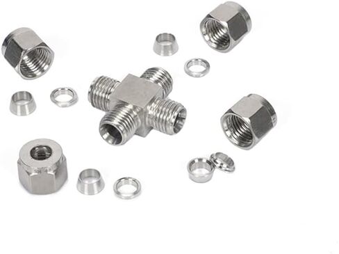 1PC 304 Stainless Steel Double Ferrule Straight Cross Fitting 6mm Tube Hex 4-Way Equal Diameter Cross Joint in Kuwait
