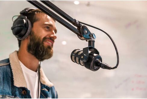 ميكروفون البث الديناميكي Rode PodMic Cardioid مع ذراع ميكروفون StreamEye BOOMARM1 وفلتر بوب وكابل XLR in Saudi Arabia