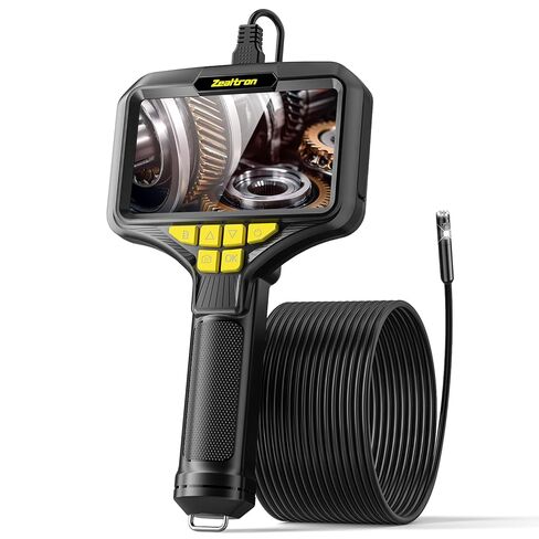 كاميرا منظار مزدوجة العدسات مع ضوء، كاميرا فحص شاشة IPS مقاس 5.0 بوصة، منظار محمول بدقة 1080 بكسل عالي الدقة مع 8 مصابيح LED، عدسة مقاومة للماء IP67 مقاس 7.9 ملم مع كابل شبه صلب بطول 16.5 قدمًا in Kuwait