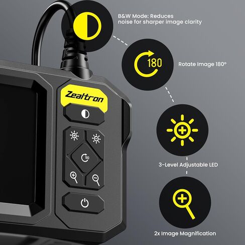 بوريسكوب مع ضوء، كاميرا فحص بالمنظار بدقة 1920 بكسل عالية الدقة مع شاشة IPS مقاس 4.3 بوصة، وعدسة 8 مم IP67 مقاومة للماء مع 8 مصابيح LED، وكاميرا ثعبان شبه صلبة بطول 16.5 قدمًا لفحص أنابيب السيارات in Kuwait