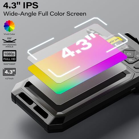 بوريسكوب مع ضوء، كاميرا فحص بالمنظار بدقة 1920 بكسل عالية الدقة مع شاشة IPS مقاس 4.3 بوصة، وعدسة 8 مم IP67 مقاومة للماء مع 8 مصابيح LED، وكاميرا ثعبان شبه صلبة بطول 16.5 قدمًا لفحص أنابيب السيارات in Kuwait