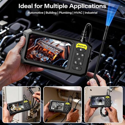 بوريسكوب مع ضوء، كاميرا فحص بالمنظار بدقة 1920 بكسل عالية الدقة مع شاشة IPS مقاس 4.3 بوصة، وعدسة 8 مم IP67 مقاومة للماء مع 8 مصابيح LED، وكاميرا ثعبان شبه صلبة بطول 16.5 قدمًا لفحص أنابيب السيارات in Kuwait