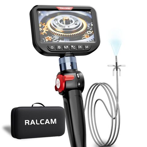 Ralcam 3.9mm Two-Way Articulating Borescope, 5 Inch HD Industrial Endoscope Inspection Camera with Light, Stainless Steel Flexible Fiber Optic Scope Camera 0.15in Automotive Mechanics Tool in Saudi Arabia