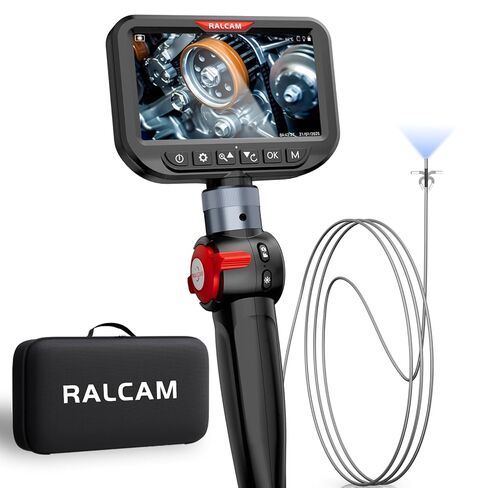 Ralcam 3.9mm Two-Way Articulating Borescope, 5 Inch HD Industrial Endoscope Inspection Camera with Light, Stainless Steel Flexible Fiber Optic Scope Camera 0.15in Automotive Mechanics Tool in Saudi Arabia