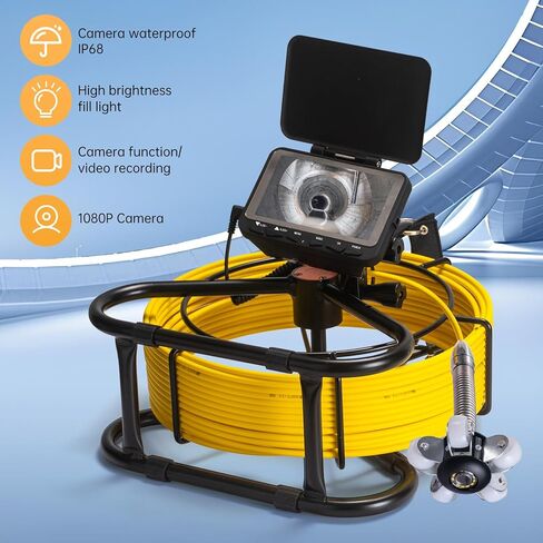 Sewer Camera 66ft,Drain Pipe Camera HD 4.3in Screen DVR 17MM Plumbing Snake Borescope with 12pcs LEDs Light, IP68 Sewer Inspection borescopes for Plumber(66ft/20M) in Kuwait