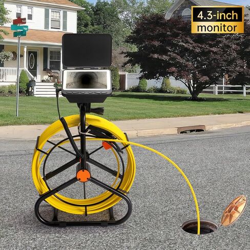 Sewer Camera 66ft,Drain Pipe Camera HD 4.3in Screen DVR 17MM Plumbing Snake Borescope with 12pcs LEDs Light, IP68 Sewer Inspection borescopes for Plumber(66ft/20M) in Kuwait