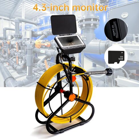 Sewer Camera 66ft,Drain Pipe Camera HD 4.3in Screen DVR 17MM Plumbing Snake Borescope with 12pcs LEDs Light, IP68 Sewer Inspection borescopes for Plumber(66ft/20M) in Kuwait