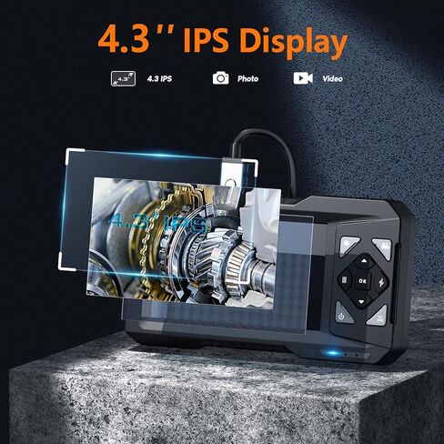 منظار داخلي صناعي Hayve مقاس 4.3 بوصة، كاميرا فحص بوريسكوب رقمية 1920 بكسل، [صور وفيديو] كاميرا مجاري مقاومة للماء IP67 مع 6 مصابيح LED، كابل شبه صلب بطول 16.5 قدم، وبطاقة 32 جيجابايت in Kuwait