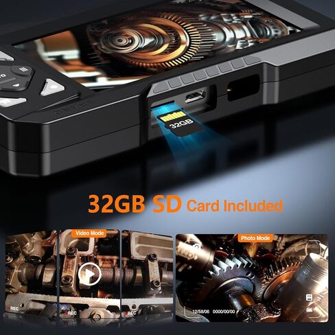 منظار داخلي صناعي Hayve مقاس 4.3 بوصة، كاميرا فحص بوريسكوب رقمية 1920 بكسل، [صور وفيديو] كاميرا مجاري مقاومة للماء IP67 مع 6 مصابيح LED، كابل شبه صلب بطول 16.5 قدم، وبطاقة 32 جيجابايت in Kuwait