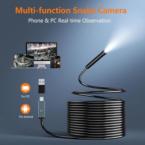 منظار داخلي صناعي Hayve مقاس 4.3 بوصة، كاميرا فحص بوريسكوب رقمية 1920 بكسل، [صور وفيديو] كاميرا مجاري مقاومة للماء IP67 مع 6 مصابيح LED، كابل شبه صلب بطول 16.5 قدم، وبطاقة 32 جيجابايت in Kuwait