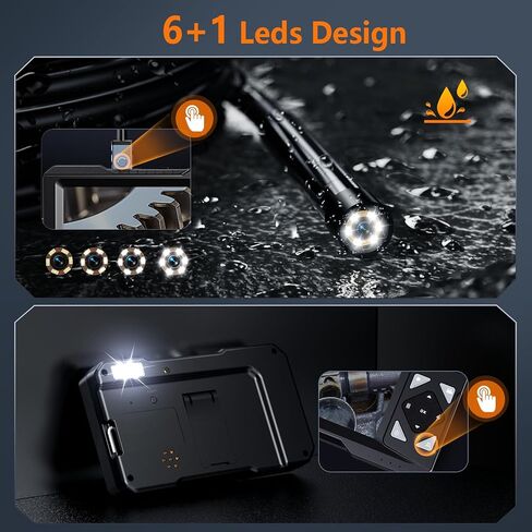 منظار داخلي صناعي Hayve مقاس 4.3 بوصة، كاميرا فحص بوريسكوب رقمية 1920 بكسل، [صور وفيديو] كاميرا مجاري مقاومة للماء IP67 مع 6 مصابيح LED، كابل شبه صلب بطول 16.5 قدم، وبطاقة 32 جيجابايت in Kuwait