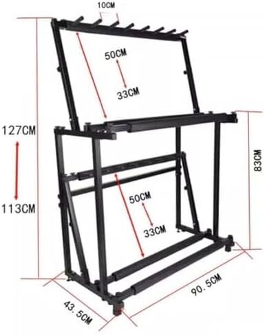 رف تخزين مضارب كرة الريشة، رف مضرب تنس قائم على الأرض، مضارب تنس فولاذية شديدة التحمل/رف تخزين مضارب كرة الريشة، ارتفاع قابل للتعديل، حامل عرض الكمان/الجيتار للبيع بالتجزئة in Kuwait