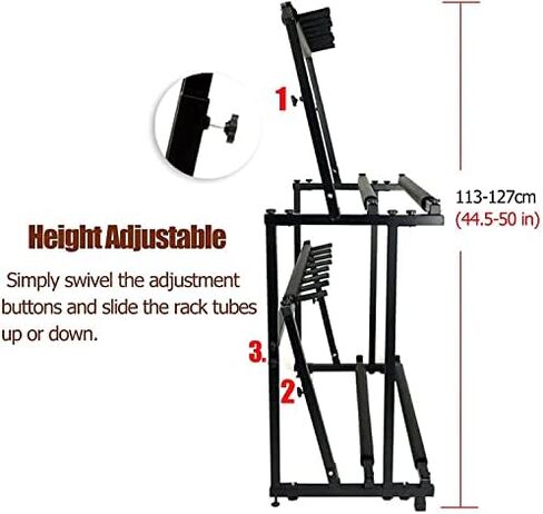 Black 2-Shelf Tennis Racket Holder, Heavy Duty Guitar Storage Stand for 14 Guitars, Badminton Racquet Rack for Home Gym, Playroom, Garage and School Dorm in Saudi Arabia