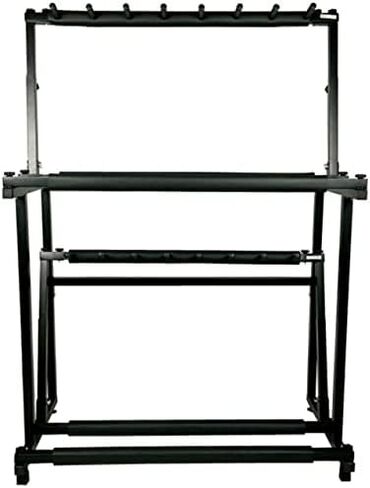 Black 2-Shelf Tennis Racket Holder, Heavy Duty Guitar Storage Stand for 14 Guitars, Badminton Racquet Rack for Home Gym, Playroom, Garage and School Dorm in Saudi Arabia