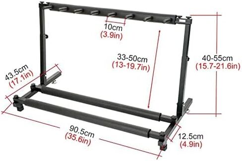 رف منظم للتخزين الرياضي أسود قابل للطي لمضارب التنس/مضرب كرة الريشة، حامل متعدد الوظائف لصالة الألعاب الرياضية المدرسية بسعة كبيرة للكمان/القيثارة/الجيتار in Kuwait