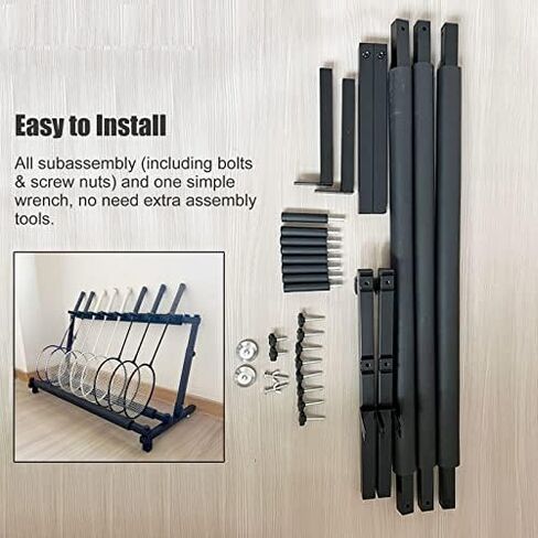 رف منظم للتخزين الرياضي أسود قابل للطي لمضارب التنس/مضرب كرة الريشة، حامل متعدد الوظائف لصالة الألعاب الرياضية المدرسية بسعة كبيرة للكمان/القيثارة/الجيتار in Kuwait