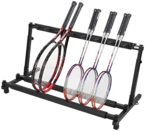 رف مضارب تنس قائم على الأرض، مضارب تنس فولاذية شديدة التحمل/رف تخزين مضارب كرة الريشة، ارتفاع قابل للتعديل، حامل عرض الكمان/الجيتار in Kuwait