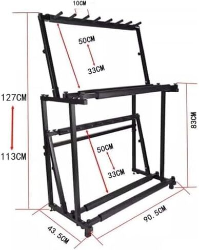 رف تخزين مضرب التنس، حامل مضرب تنس قابل للتعديل بارتفاع، رف تخزين كبير بطبقتين، لمضارب التنس/مضرب كرة الريشة/الكمان/الجيتار in Kuwait