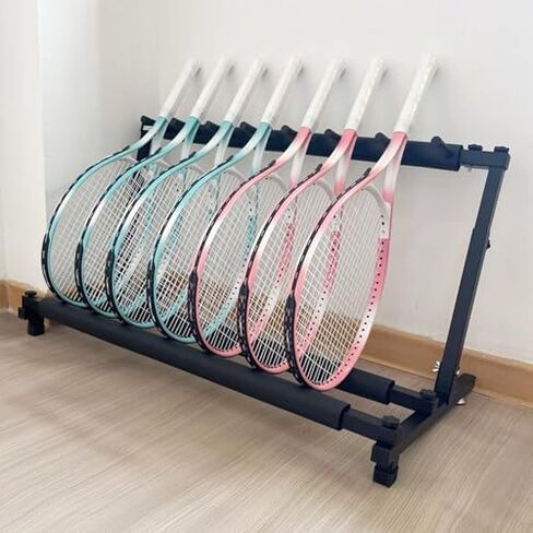 منظم حامل مضارب كرة الريشة شديد التحمل، سعة كبيرة، حامل عرض معدني تجاري، رف تخزين قابل للطي لمضارب التنس/الكمان/القيثارة/القيثارات in Kuwait