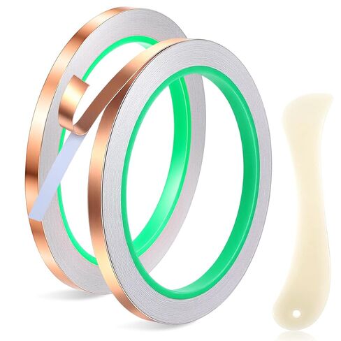 2 Rolls Copper Foil Tape for Stained Glass Soldering 0.24Inch x 65.6Ft Double Sided Conductive Copper Adhesive Strip for Paper Circuits DIY Home Décor in Saudi Arabia
