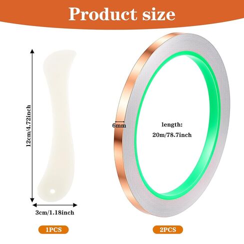 2 Rolls Copper Foil Tape for Stained Glass Soldering 0.24Inch x 65.6Ft Double Sided Conductive Copper Adhesive Strip for Paper Circuits DIY Home Décor in Saudi Arabia